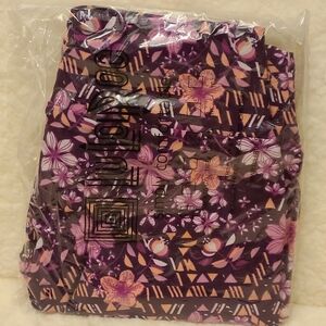 NWT LuLaRoe OS (0-10) Floral Hawaiian Geometric Triangles Purple Pink Leggings